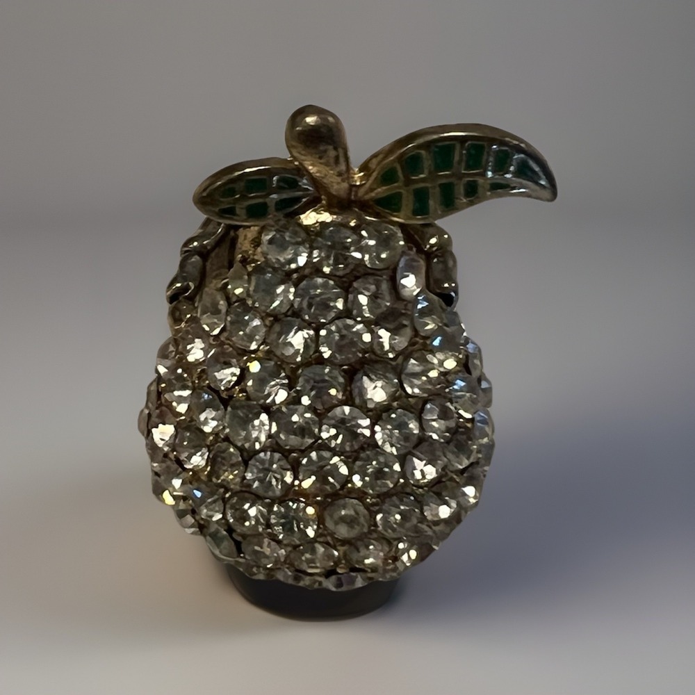 Vintage Pear Crystal Ring Stretch ‎ Y2K Retro